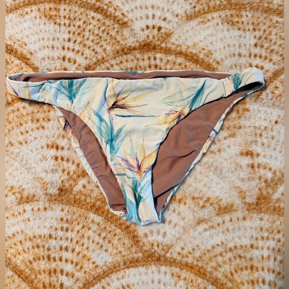 O'Neill Floral Bird-of-Paradise Bikini Bottom - Teal & Taupe
